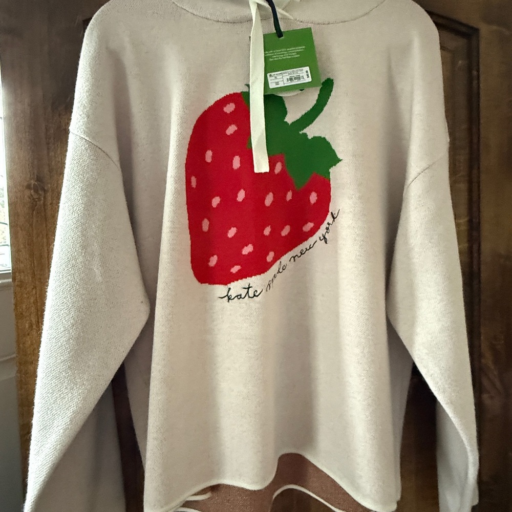 kate spade Cream Sweater with Red Strawberry Design